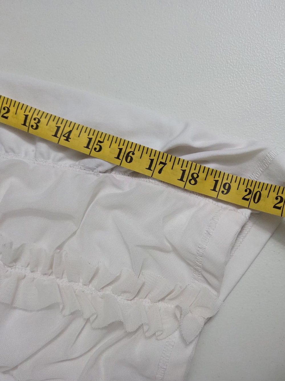 Express White Ruched Mesh Center Ruffle Milkmaid Top - M - Picture 9 of 9